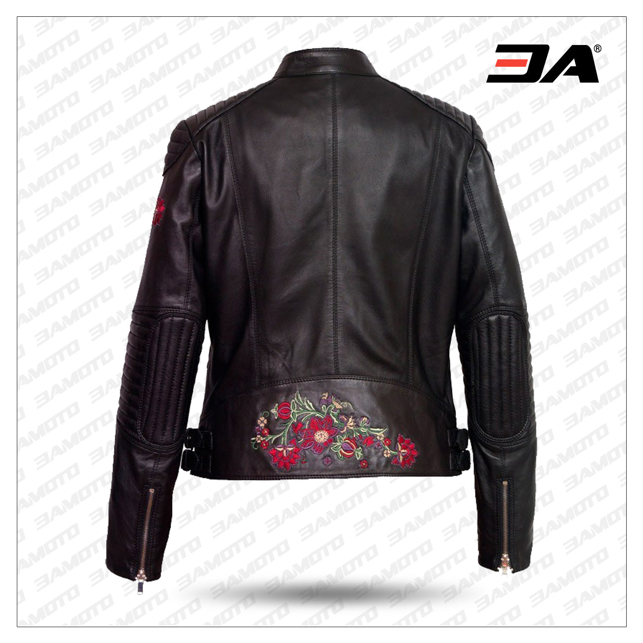 printed leather biker jacket