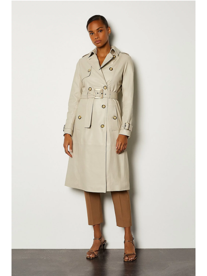Burberry leather 2025 trench coat women's