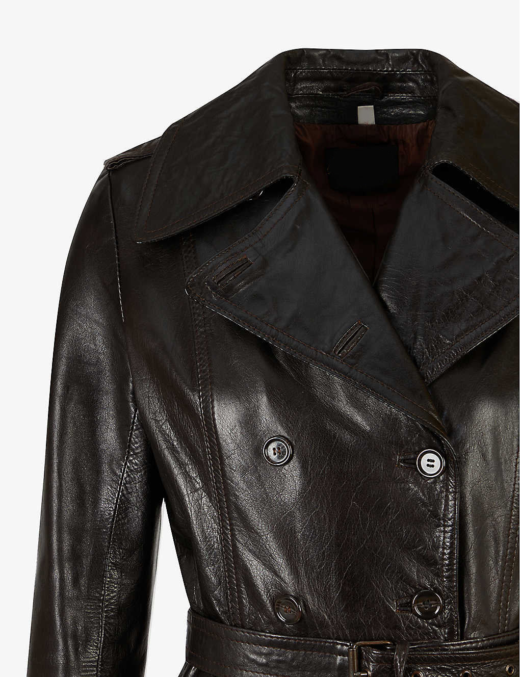 Women’s Classic Black Sheepskin Leather Trench Coat