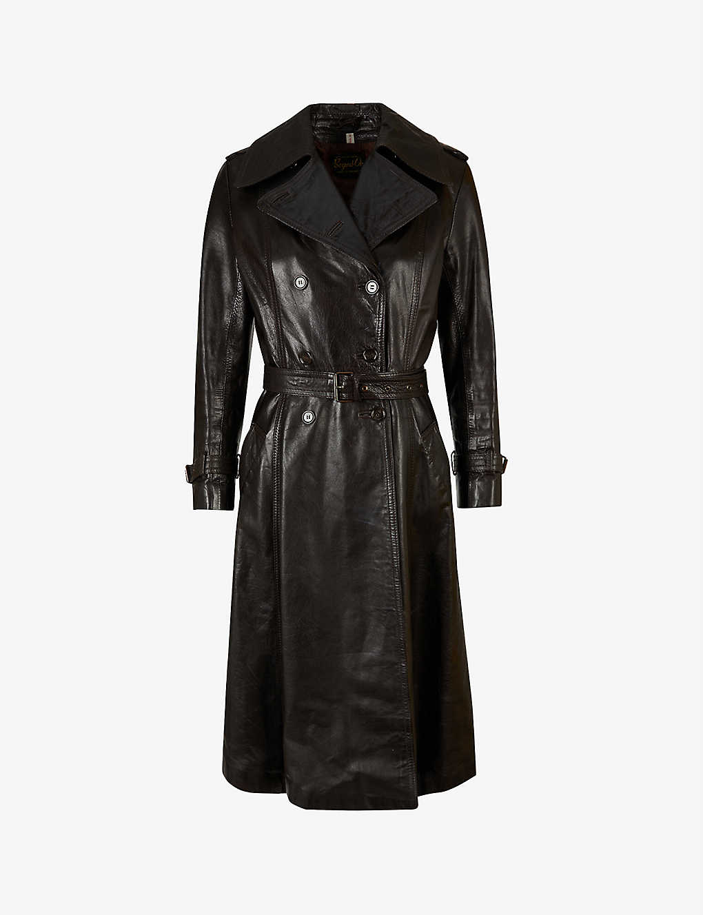 Women’s Classic Black Sheepskin Leather Trench Coat