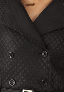 Women’s Black Leather Trench Coat