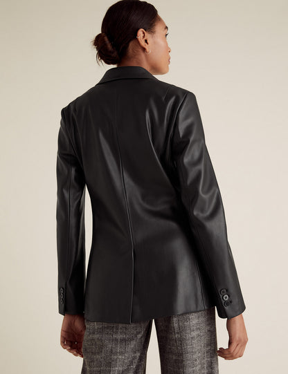 Women’s Black Sheepskin Leather Blazer