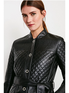 Women’s Trendy Black Sheepskin Leather Coat