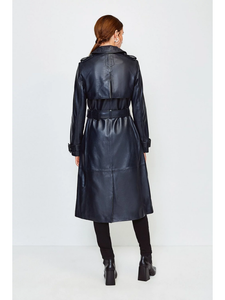 Women’s Black Sheepskin Leather Trench Coat With Belt