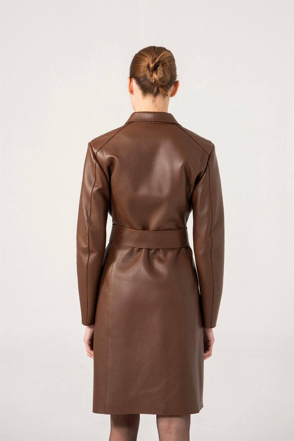 Women’s Chocolate Brown Sheepskin Leather Trench Coat