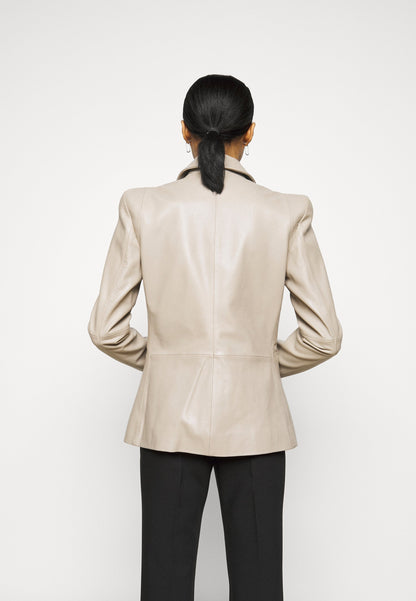 Women’s Classic Beige Sheepskin Leather Blazer