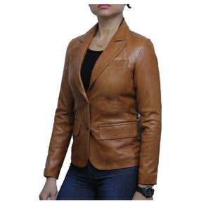 Women’s Tan Brown Sheepskin Leather Blazer