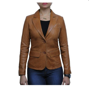 Women’s Tan Brown Sheepskin Leather Blazer