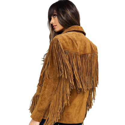 Women’s Brown Fringe Suede Leather Jacket