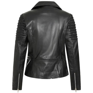 Shop Women's Black Leather Biker Jacket By 3A