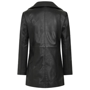 Shop Women's Black Long Leather Biker Jacket By 3A