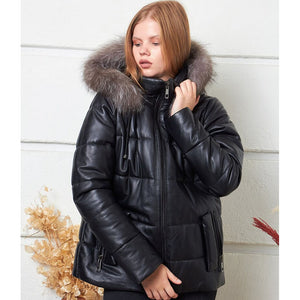 Womens Black Puffer Coat With Fur Hooded
