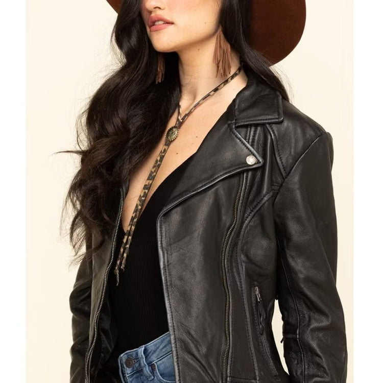 Women's Black Soft Leather Fringe Jacket