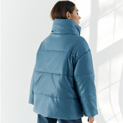 Womens Blue Puffer Coat