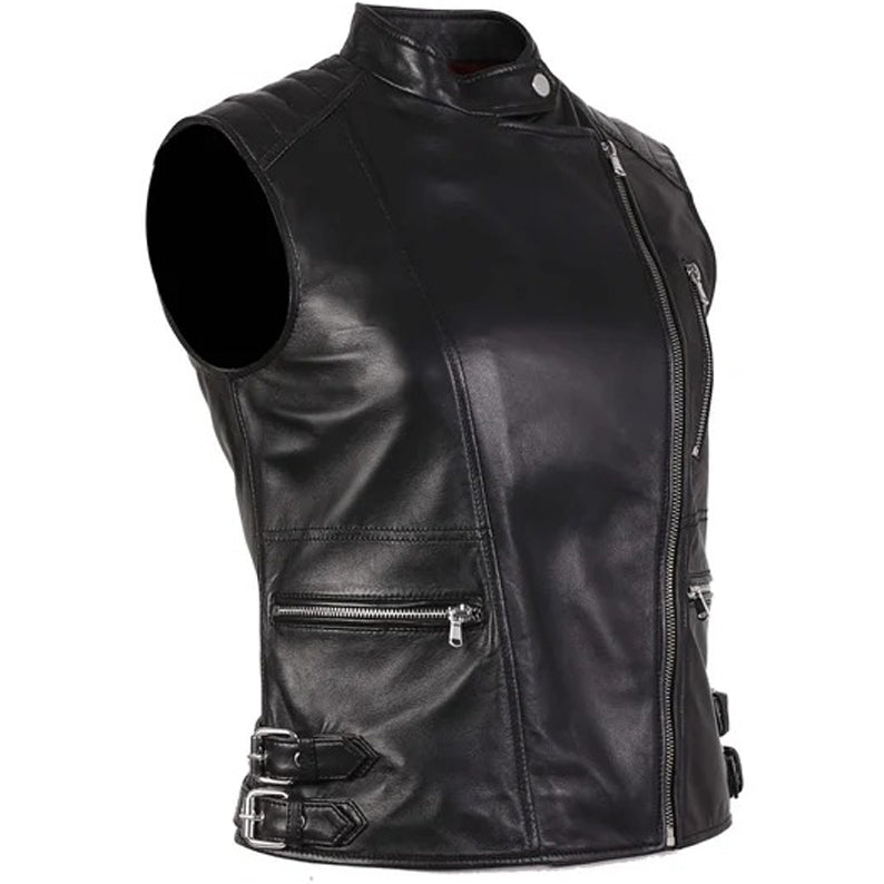 Women's Bodacious Black Leather Vest