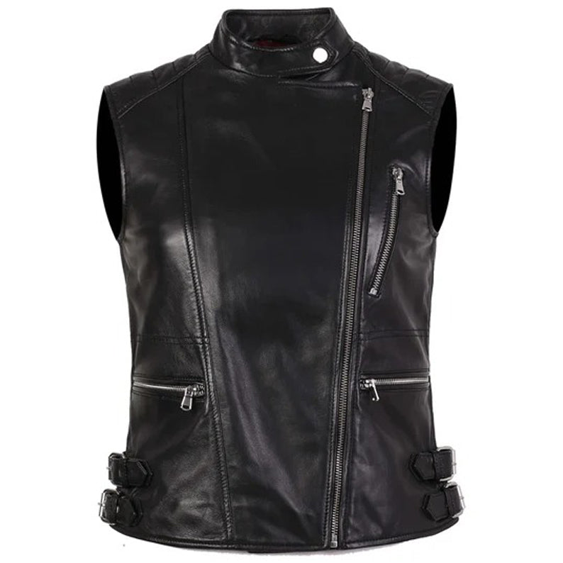 Women's Bodacious Black Leather Vest