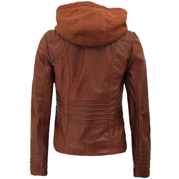 Womens Cafe Racer Detachable Hooded Jacket