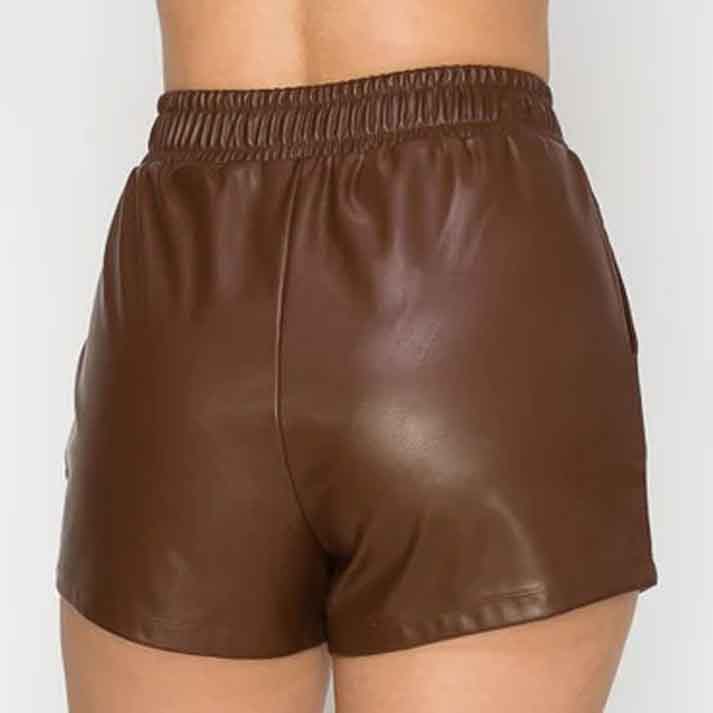 High Waist Leather Short