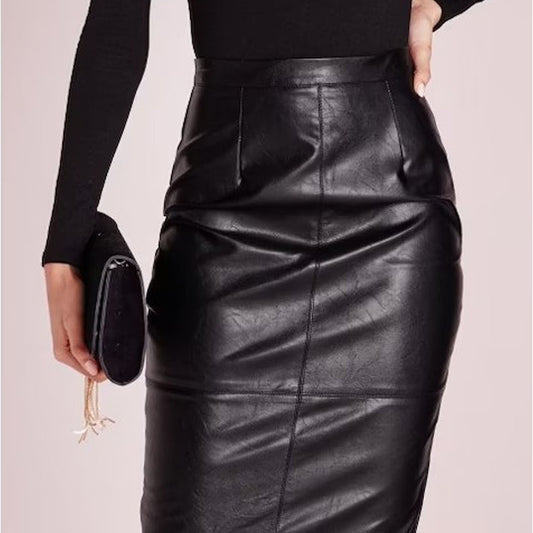 Womens Full Leather Skirt - 3amoto shop