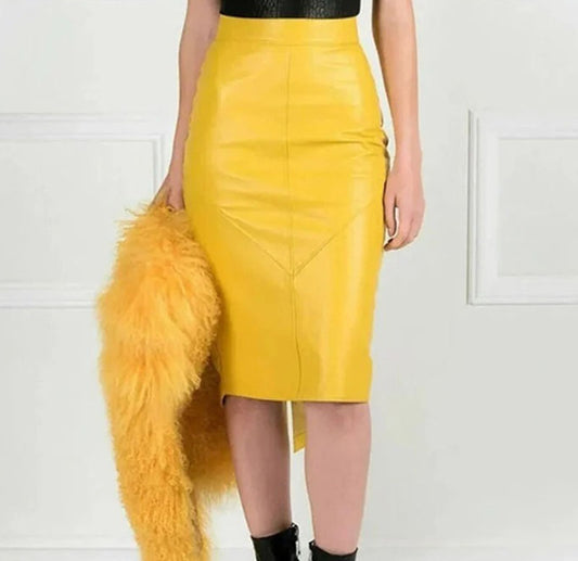 Womens Genuine Lambskin Leather Skirt - 3amoto shop