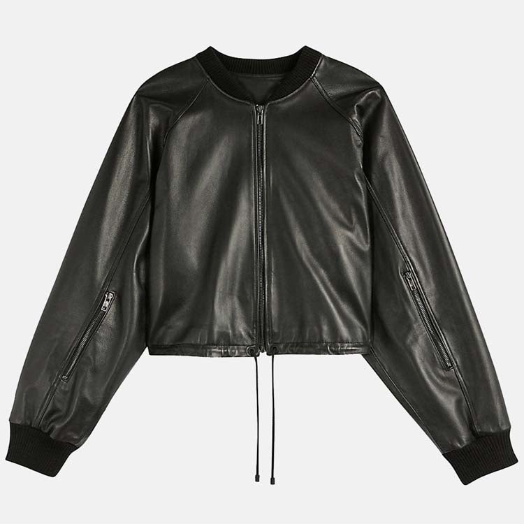 Womens Leather Bomber Jacket