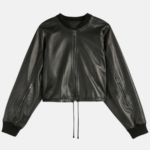 Womens Leather Bomber Jacket