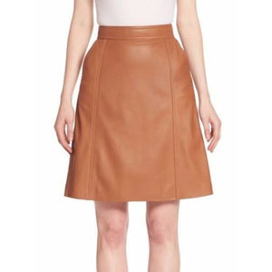 Womens Leather Skirt in Tan