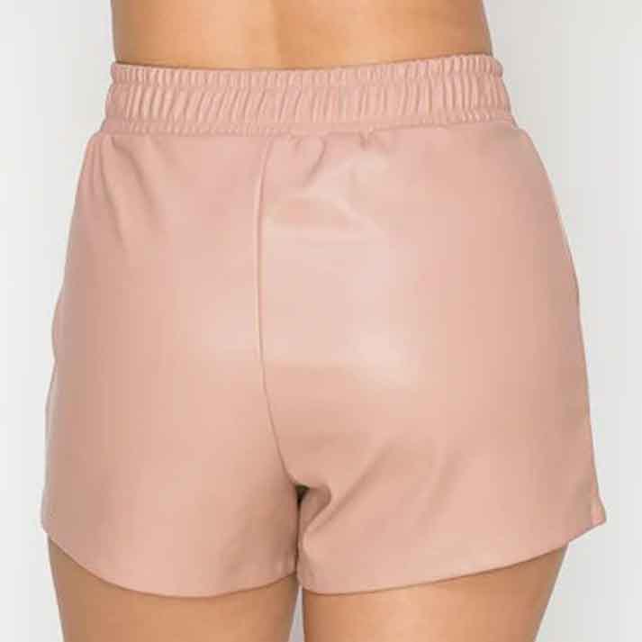 Pink Leather Shorts