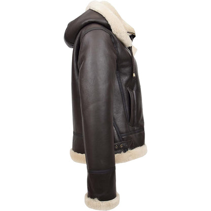 Womens Real Sheepskin Aviator Coat