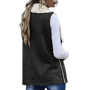 Women Sheepskin Black Leather Vest