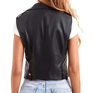 Women Sleeveless Leather Vest