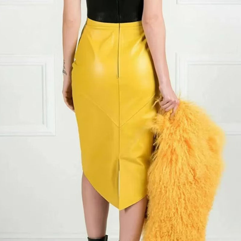 Yellow Leather Skirt