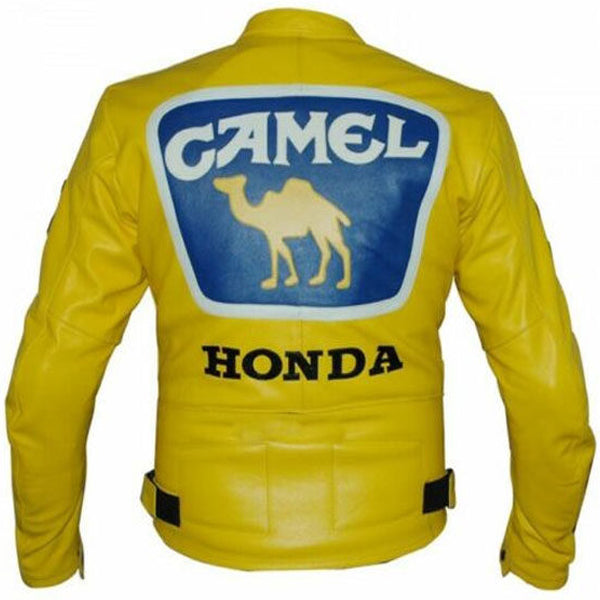 Mens Yamaha Motorcycle Racing Yellow Leather Jacket