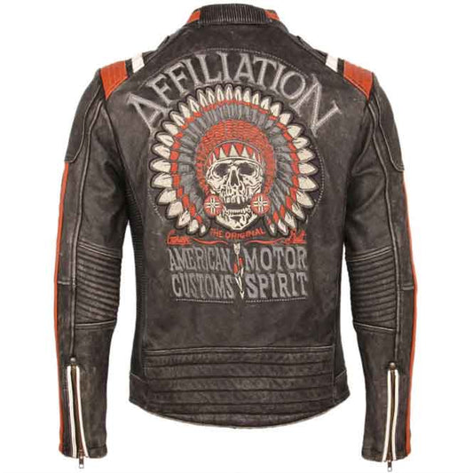 affiliation skull embroidered jacket - Fashion Leather Jackets USA - 3AMOTO