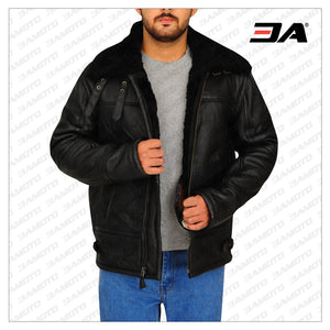 aviator bomber shearling leather jacket
