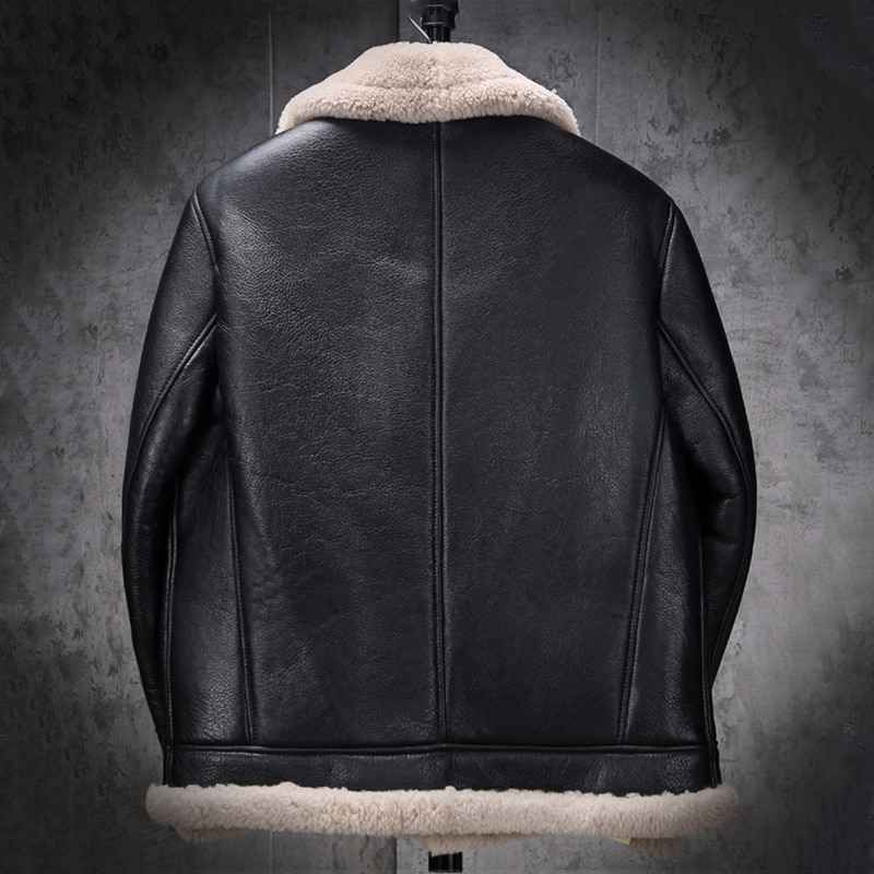 Mens Classic Black B3 Bomber Flight Shearling Sheepskin