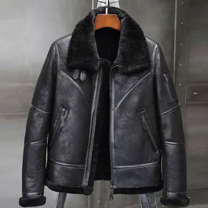 Aviator Winter Coat Fur Bomber Leather Jacket
