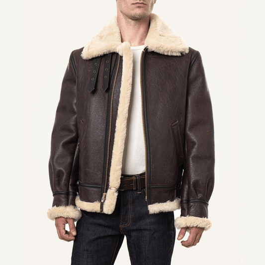 b3 bomber Shearling jacket men - Fashion Leather Jackets USA - 3AMOTO