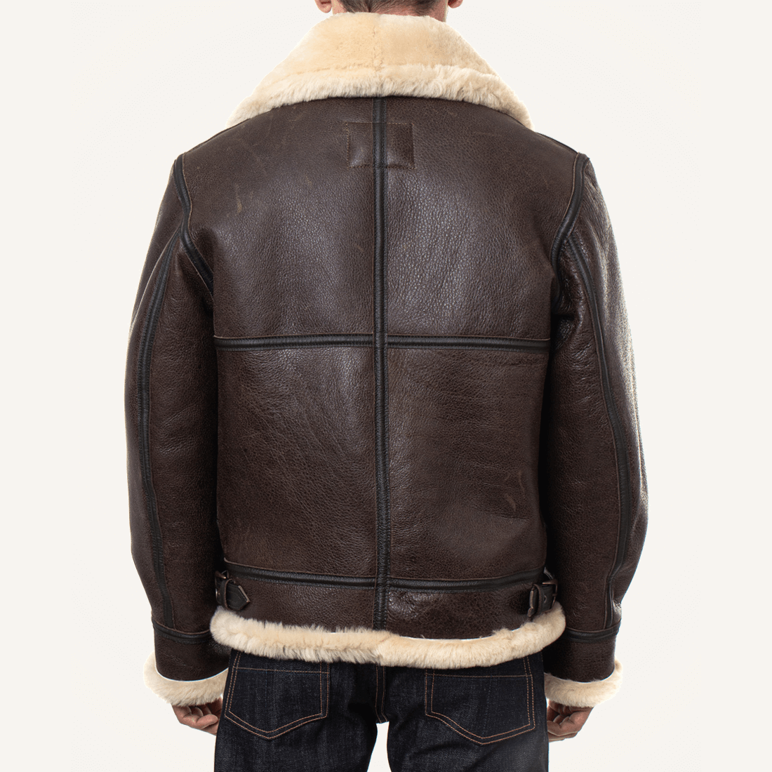 Mens Classic Brown Sheepskin B3 Bomber Shearling Jacket