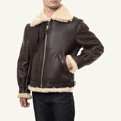 b3 bomber Shearling jacket men 05