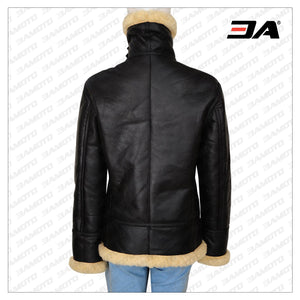 b3 bomber black women leather jacket