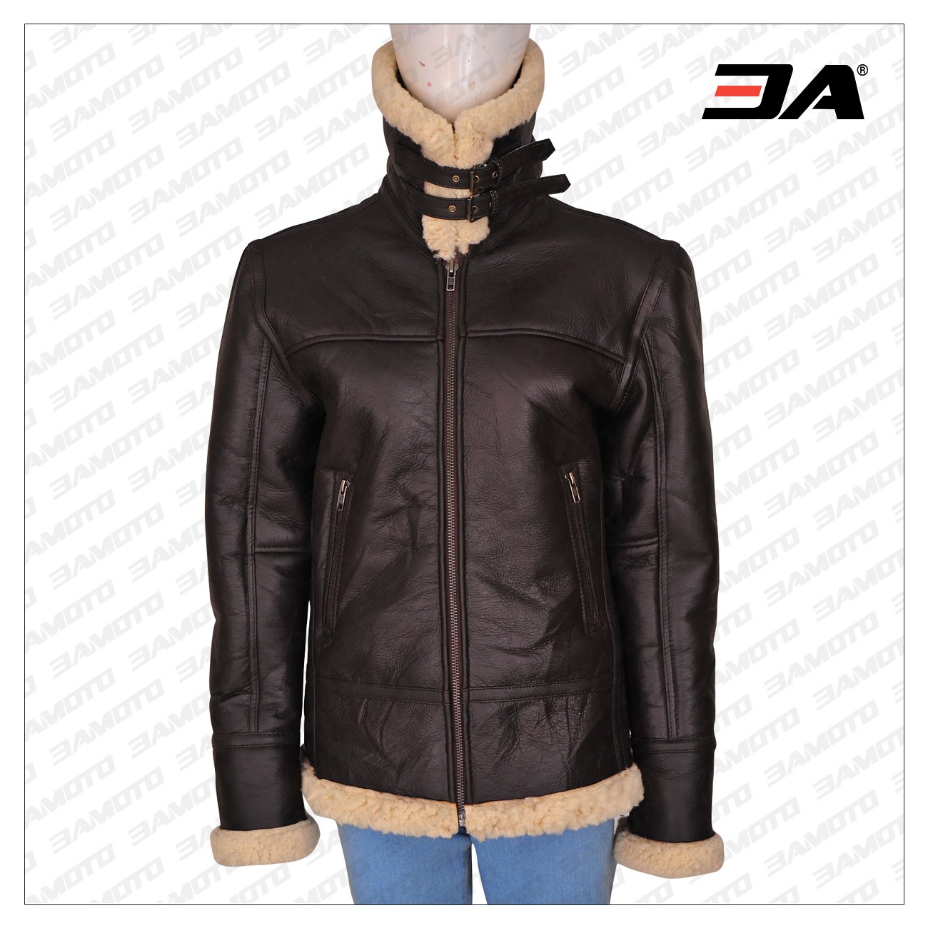 b3 bomber shearling aviator leather jacket for women