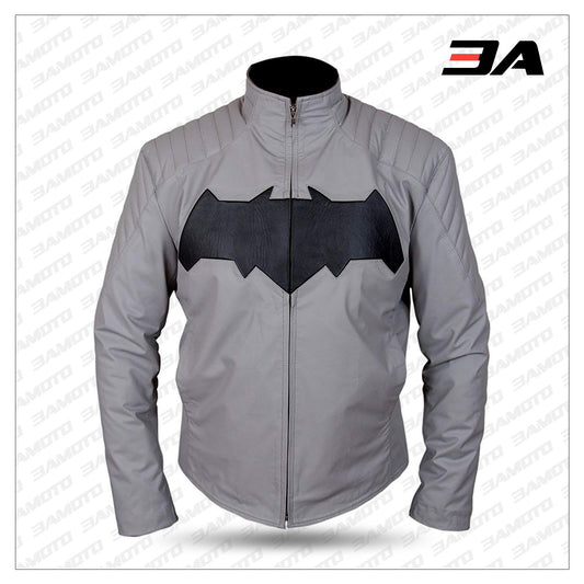 Batman Dawn Of Justice Grey Leather Jacket - Fashion Leather Jackets USA - 3AMOTO