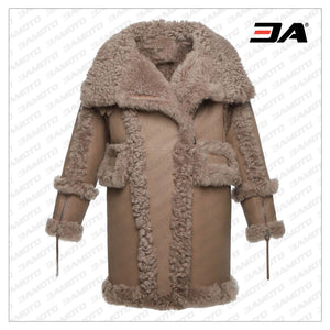 Beige Shearling & Fur Leather Jacket