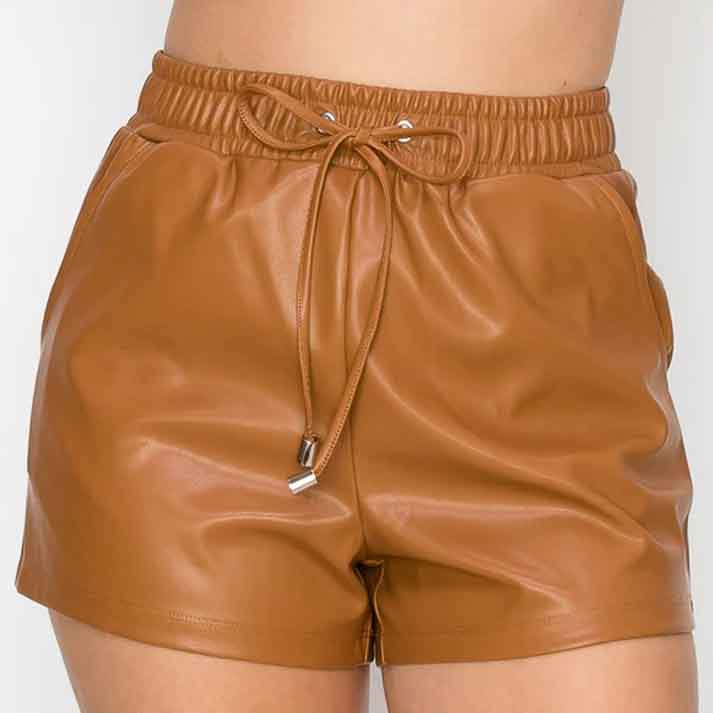 Best Leather Shorts Women In Camel