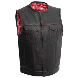best mens black leather biker vest