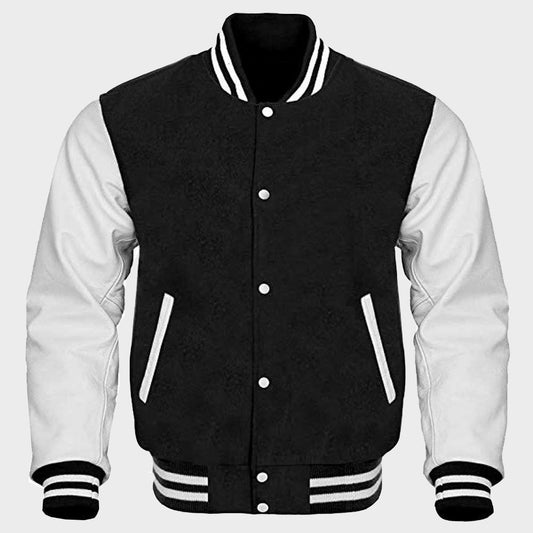 Black And White Varsity Jacket Womens - Fashion Leather Jackets USA - 3AMOTO