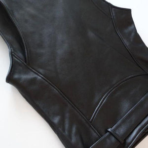 black biker leather vest