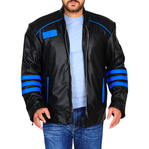 black blue biker jacket
