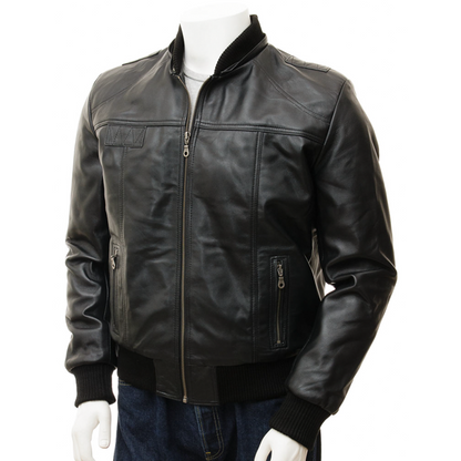 Bomber Style Leather Jacket